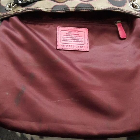 Coach Black Gray Pink Canvas Chain Strap Shoulder Tote Handbag No H1282-21161 - Picture 15 of 16